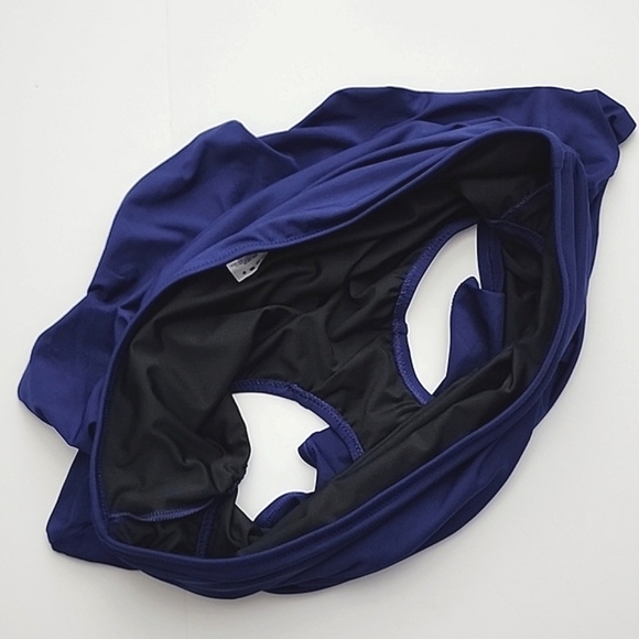 Lands' End Womens Swim Skirt Royal Blue Lined Bottom Gathered Fun Size  14 - Picture 7 of 9